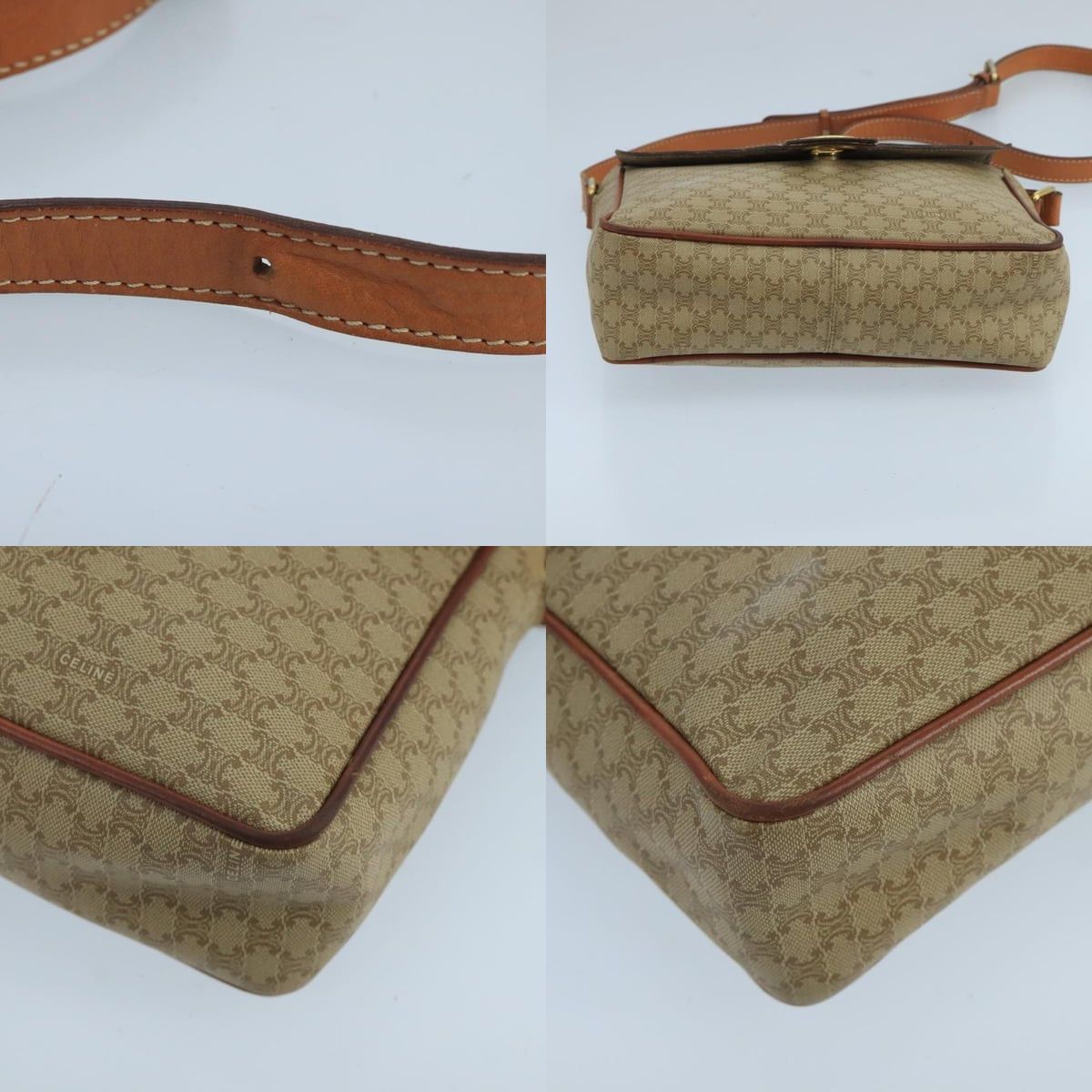 Celine CELINE Macadam Canvas Shoulder Bag Beige Gold Size ONE SIZE - 10 Thumbnail