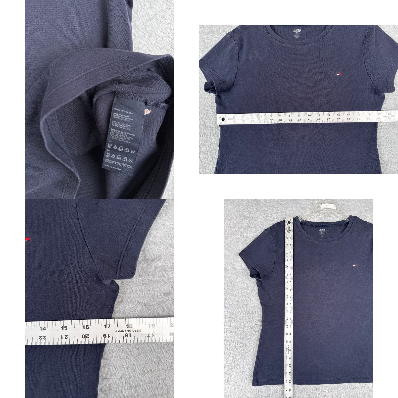 Tommy Hilfiger VINTAGE Tommy Hilfiger Women's T-Shirt Crew Neck Short Sleeve Blue Cotton Casual Shirt All Seasons Size L / US 10 / IT 46 - 8 Thumbnail