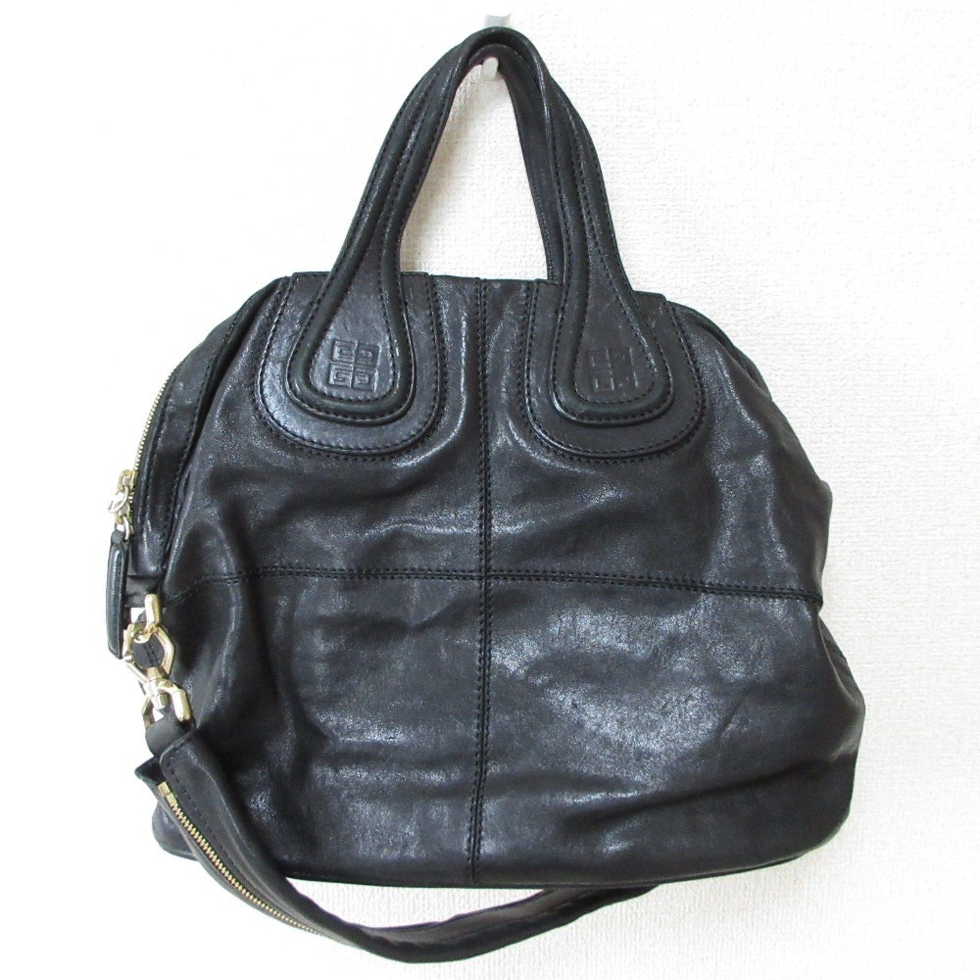 GIVENCHY Nightingale Leather 2way Handbag Shoulder Bag Black Men Women