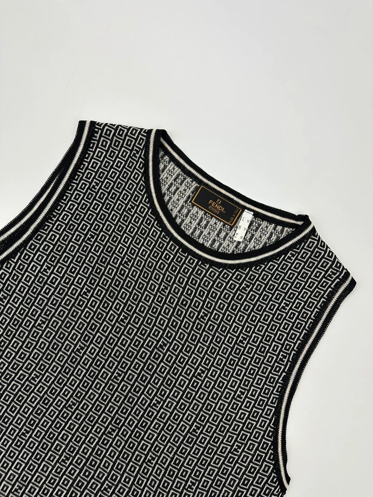 Fendi Fendi 90’s FF Monogram Black & White Knitted Vest Sweater Size M / US 6-8 / IT 42-44 - 2 Thumbnail