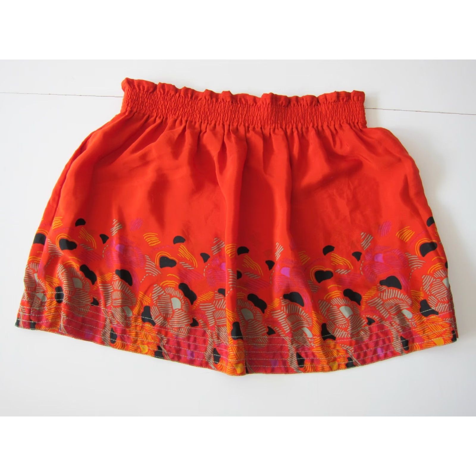 Vintage VINTAGE Ecote' Urban Outfitters Abstract Satin Skirt with Pockets Orange Grey Black Green Large - Women - Skirt - L Size 36" / US 14 / IT 50 - 2 Thumbnail