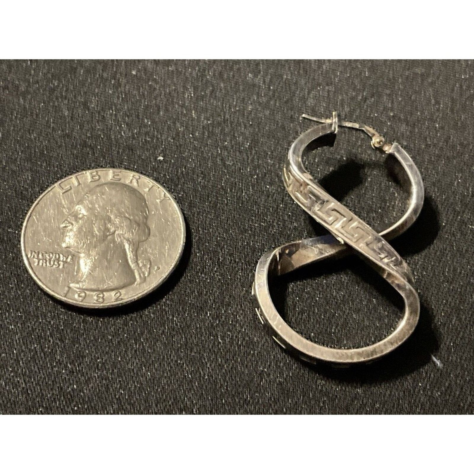 Other 925 Sterling Italy Swirl Figure 8 Greek Key Earrings 9g Size ONE SIZE - 3 Thumbnail