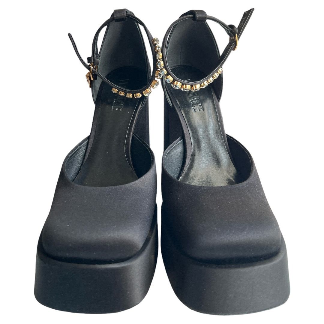 Versace VERSACE Black Satin Embellishments Pump Shoes, IT39.5/US9 Size US 9.5 / IT 39.5 - 5 Thumbnail