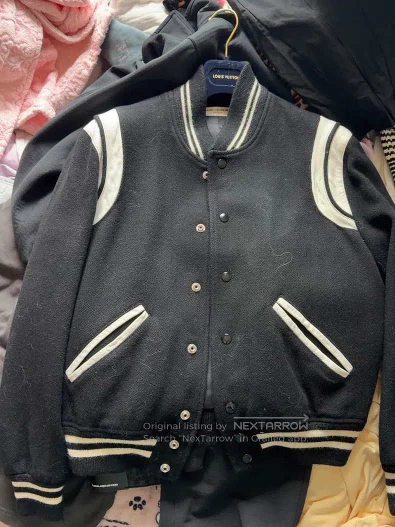 Saint Laurent Paris Saint Laurent Paris Baseball Jacket Black and White Patchw Size US S / EU 44-46 / 1 - 1 Thumbnail