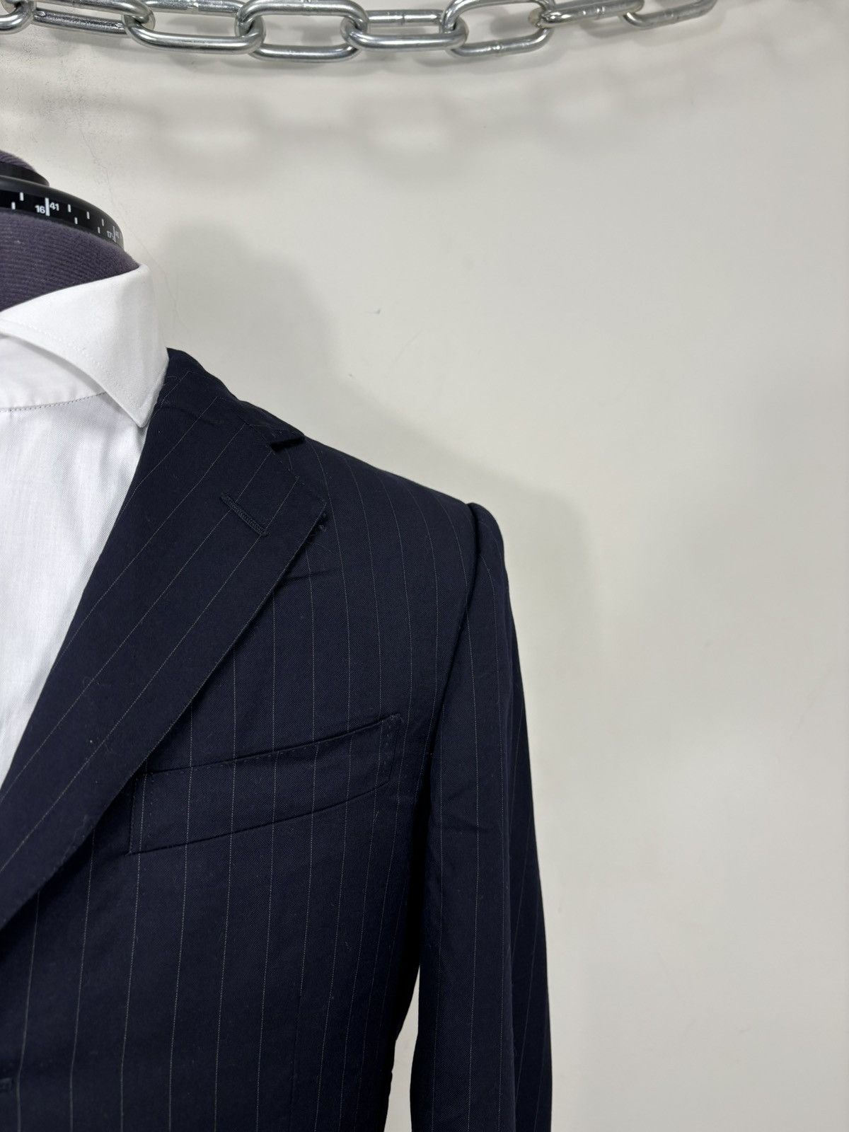 Ermenegildo Zegna Ermenegildo Zegna Men’s Navy Blue Striped Wool Blazer Jacket Size 36R - 4 Thumbnail