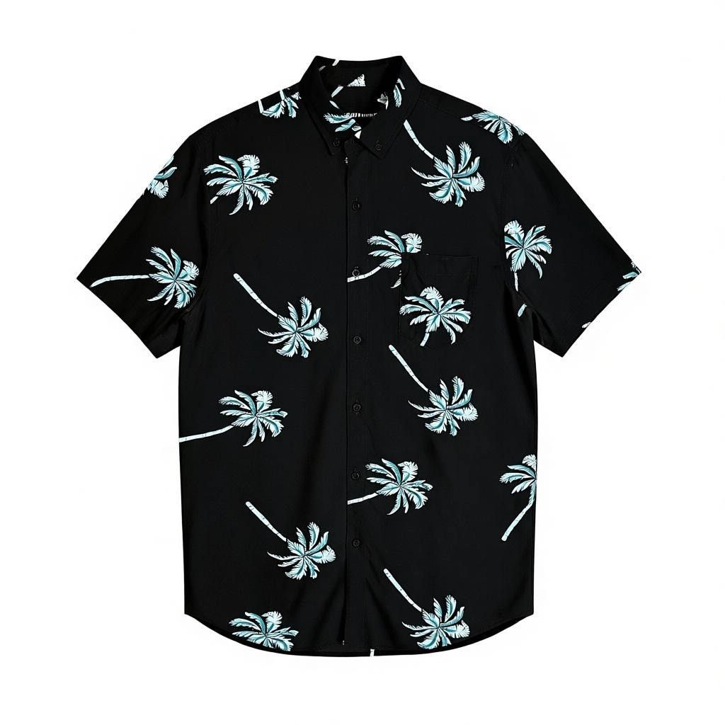 Gildan Men's Molokai Surf Co Black Palm Trees Button Up S/S Shirt M Size US M / EU 48-50 / 2 - 1 Thumbnail