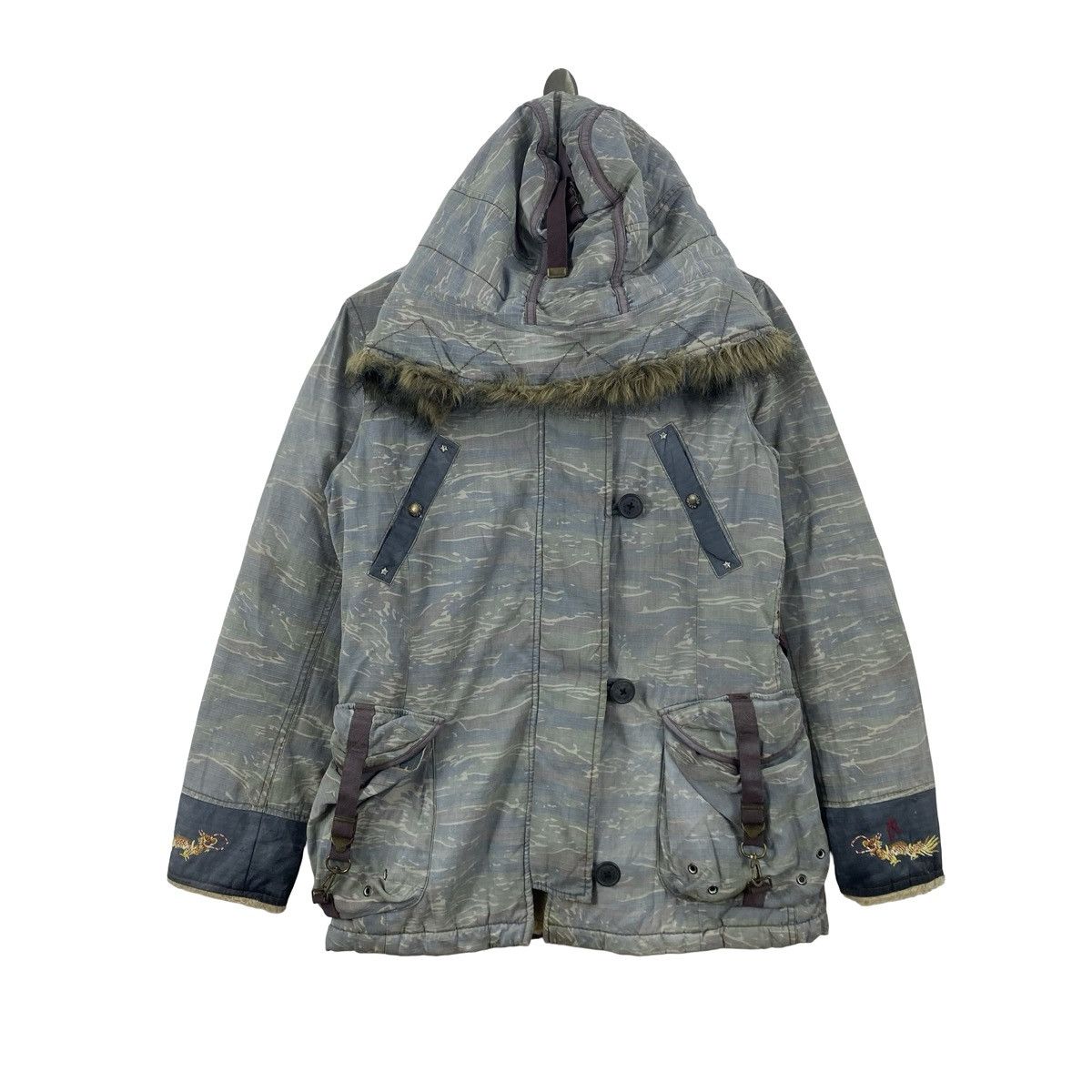 Replay Vintage REPLAY TIGER CAMO Fur Hooded Parka Jacket Utility Size US S / EU 44-46 / 1 - 1 Thumbnail