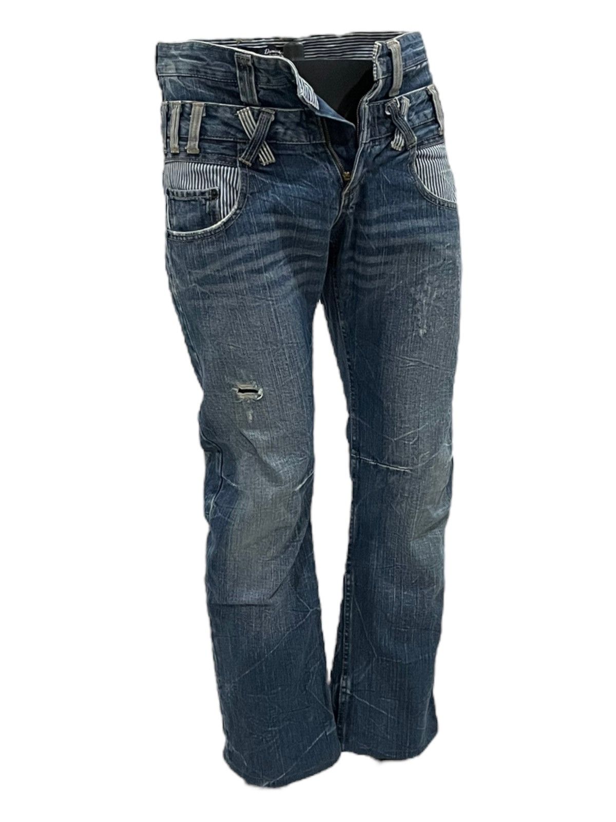 14th Addiction × Japanese Brand Y2k Japanese Dominate Double Waist Faded Grunge Punk Jeans Size US 32 / EU 48 - 15 Thumbnail