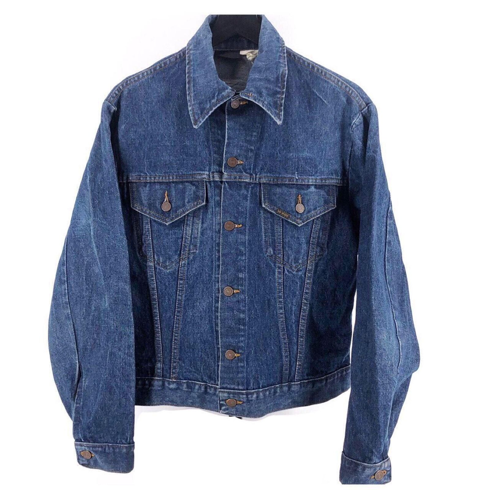 Vintage 80s denim trucker jean jacket Roebucks 1980s vintage Size US L / EU 52-54 / 3 - 1 Thumbnail