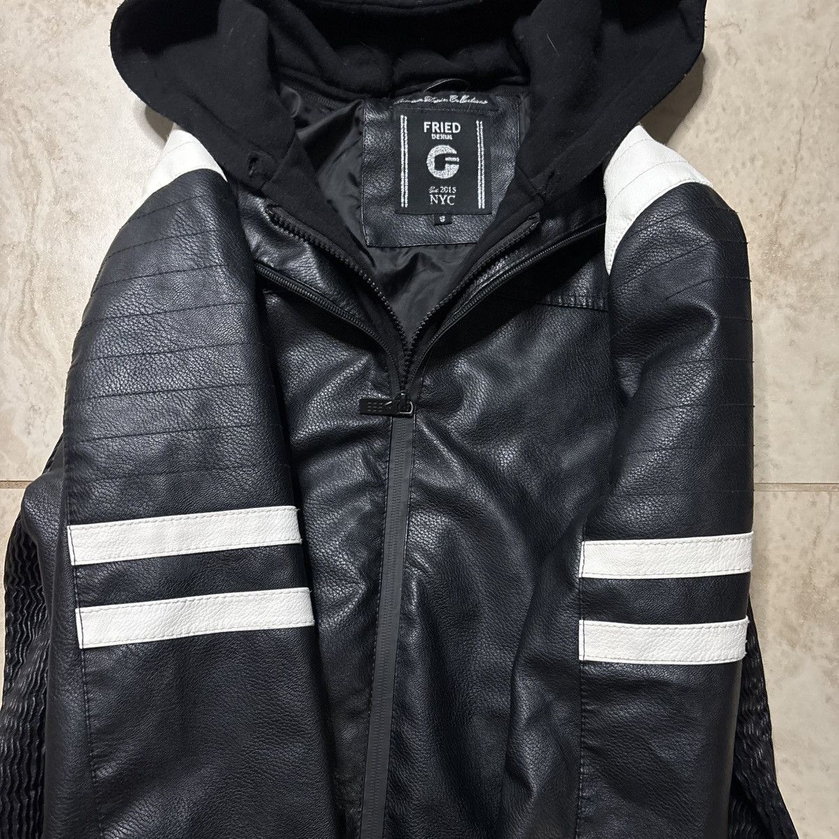 Other 2000s G-Fried Denim moto hooded euro leather jacket medium Size US M / EU 48-50 / 2 - 3 Thumbnail