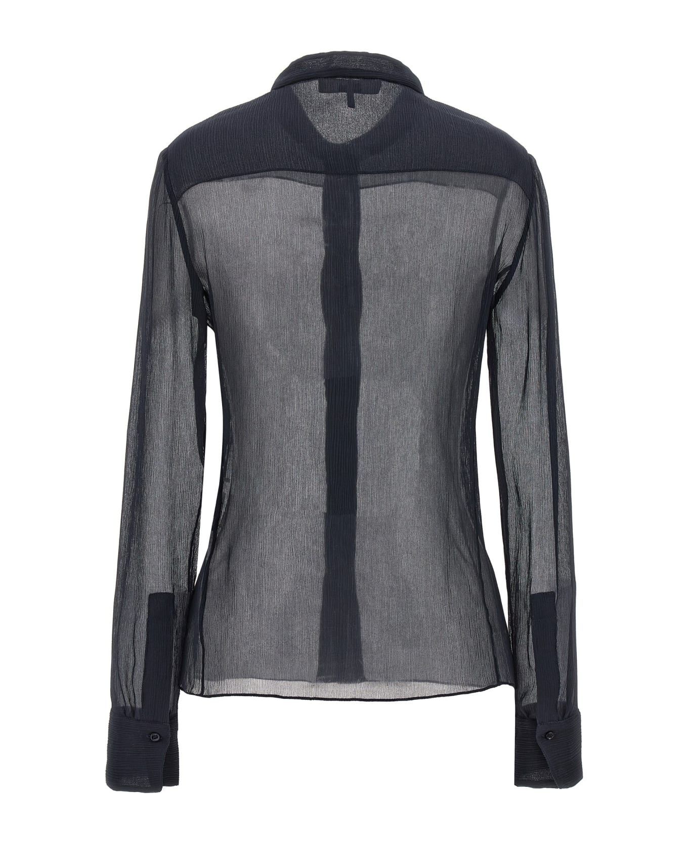 Chloe o1y0825 Silk Shirt in Navy Blue Size M / US 6-8 / IT 42-44 - 2 Thumbnail