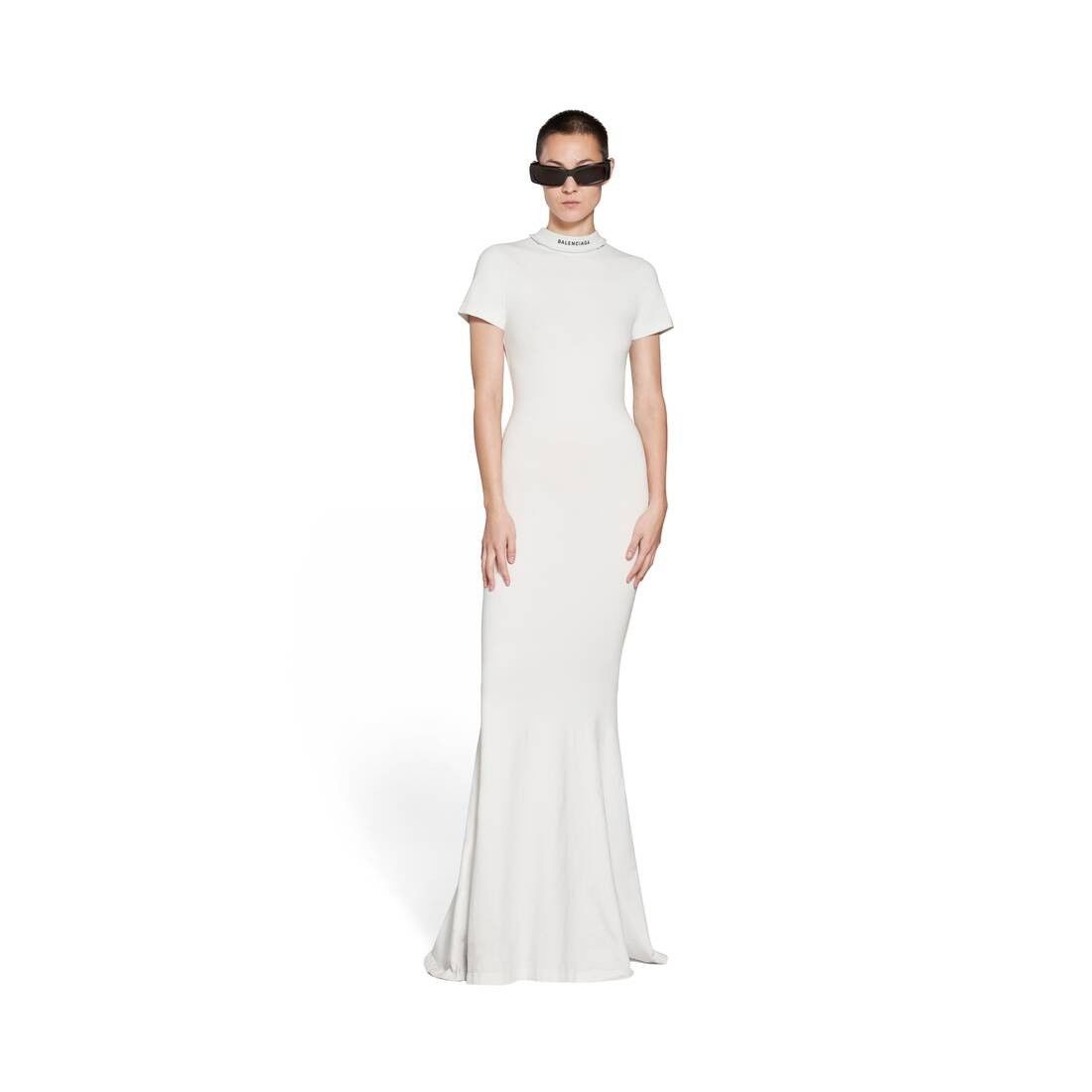 Balenciaga o1la1rc1a0625 T-Shirt Maxi Dress in White Size L / US 10 / IT 46 - 2 Thumbnail
