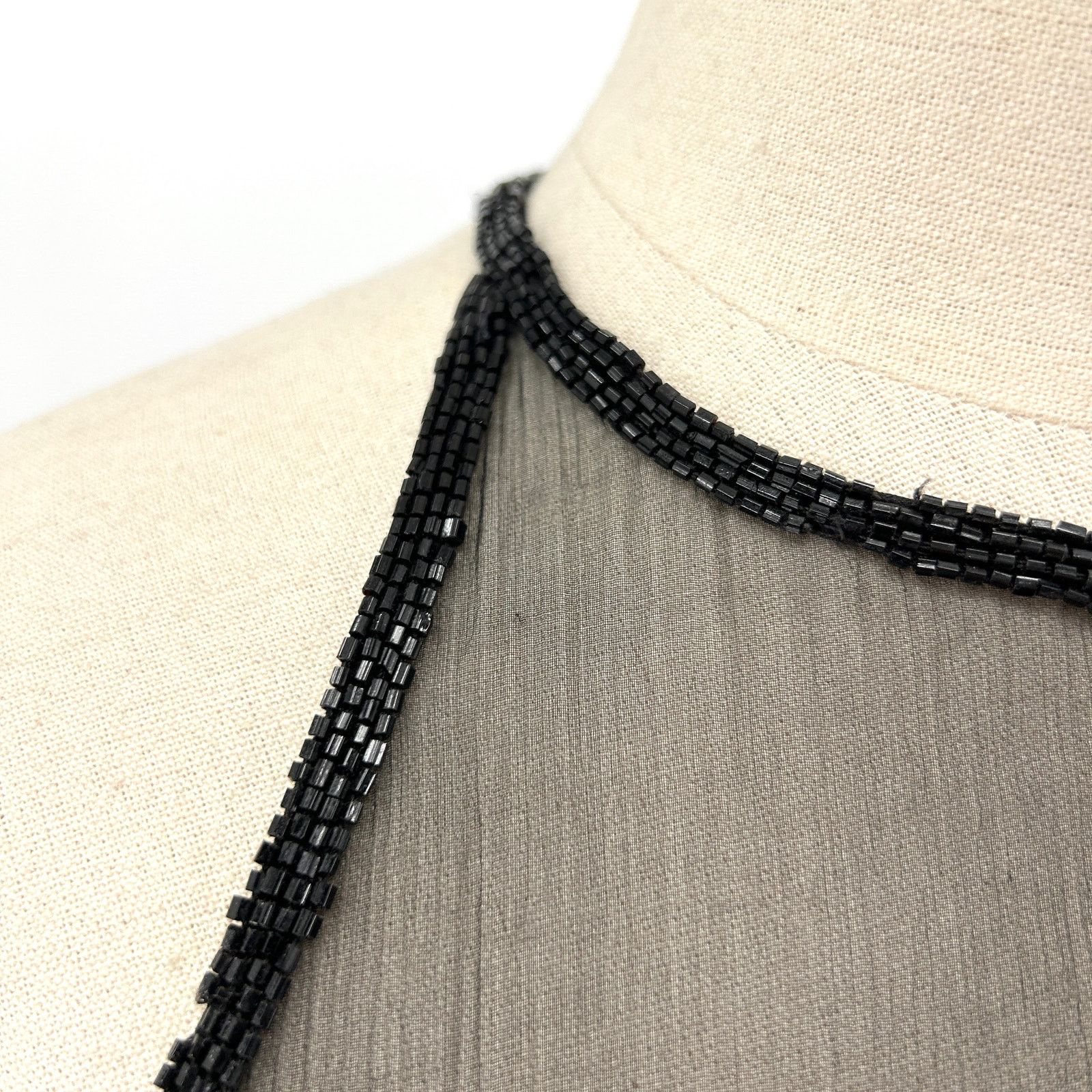 Vintage Vintage 90s Black 100% Pure Silk Beaded Lattice Back Gown Size S / US 4 / IT 40 - 5 Thumbnail