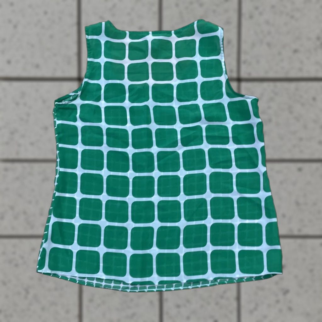 Banana Republic VINTAGE Banana Republic Tank Top Women Petite M Green White Retro 60s Mod Print P M Shirt Womens Size M / US 6-8 / IT 42-44 - 1 Thumbnail