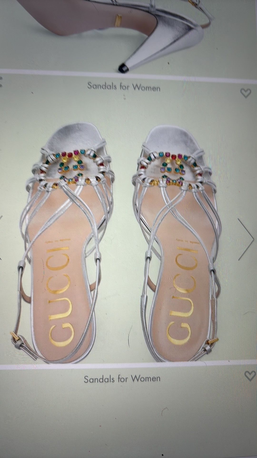 Gucci Gucci Silver Leather Sandal with Multi Colored Jeweled GG Size US 9 / IT 39 - 1 Thumbnail