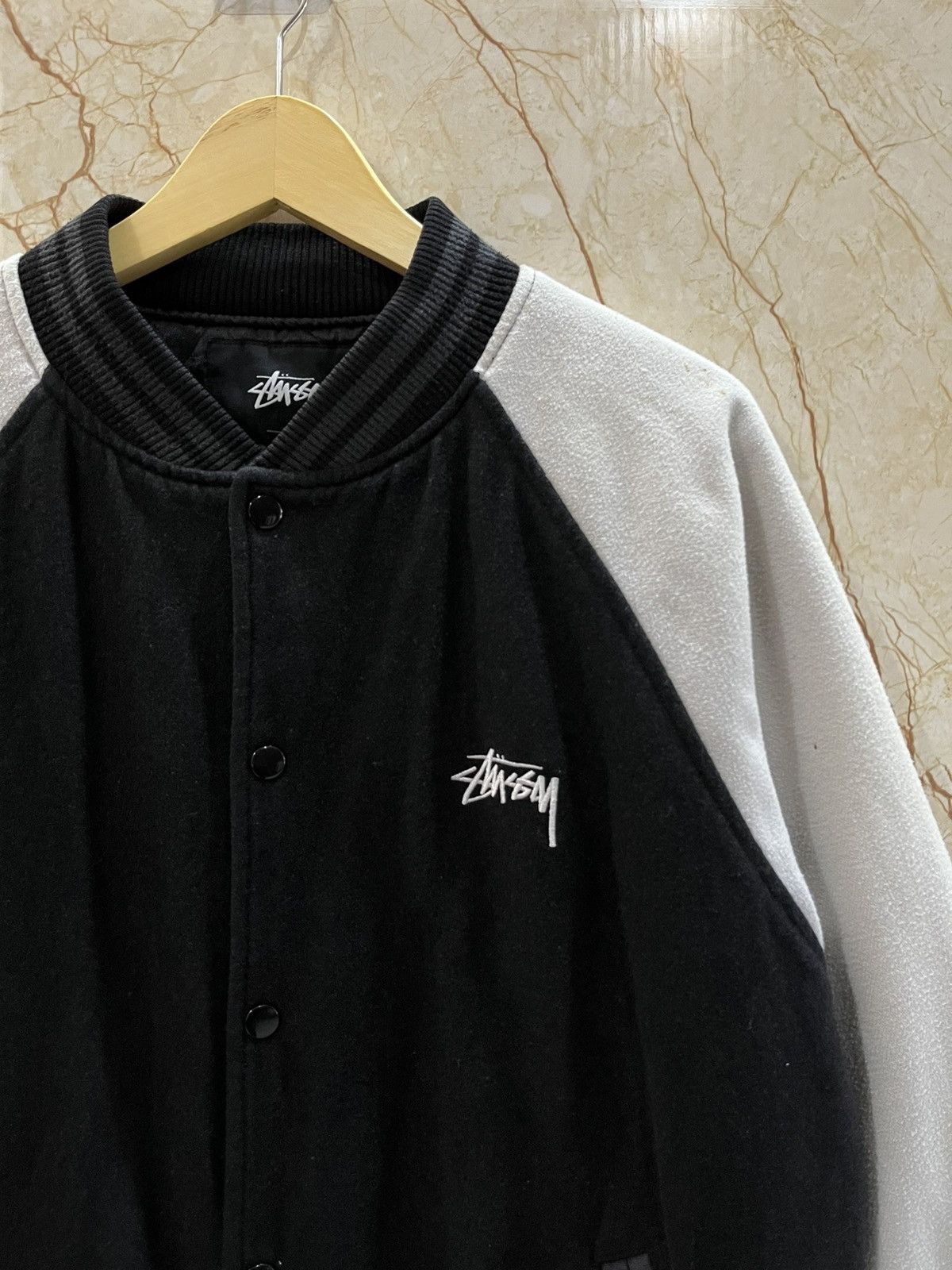 Stussy Stussy Two Tone Wool Varsity Jacket Big Logo Size US L / EU 52-54 / 3 - 6 Thumbnail