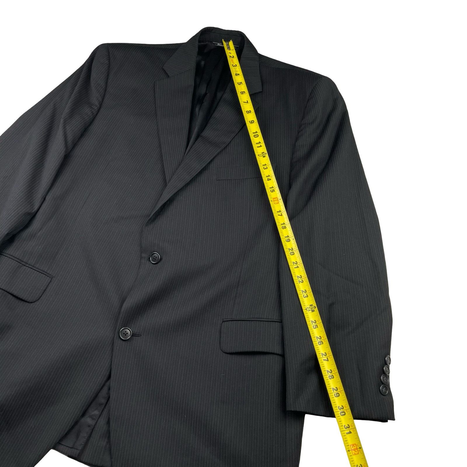 Jack Victor Jack Victor Men’s Valentino 100% Wool Suit Black/Blue Stripe Size 40L - 11 Thumbnail