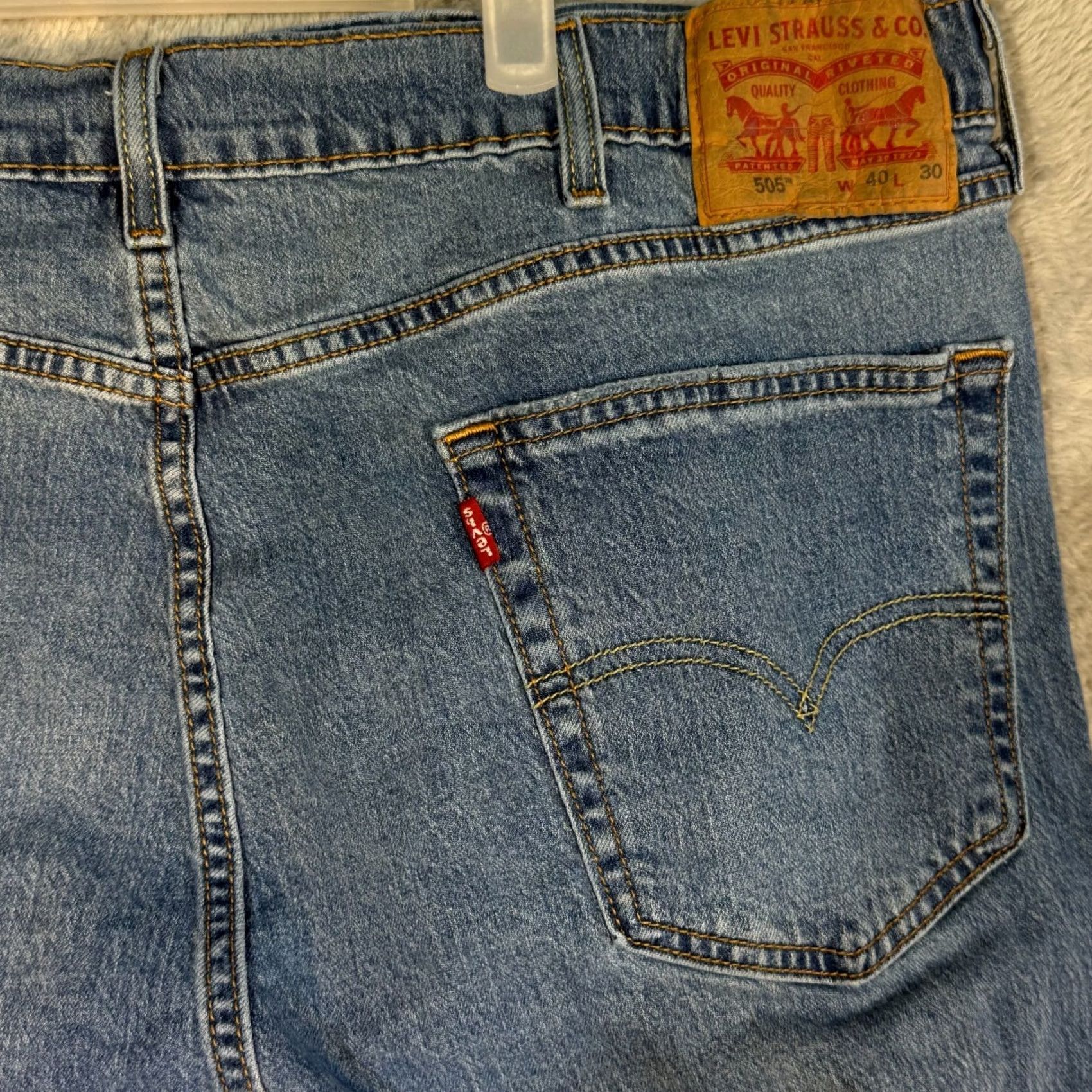Levi's Levi’s 505 Jeans Men’s 40 x 30 Blue Denim Straight Leg Mid Rise Stretch Jeans Size US 40 / EU 56 - 5 Thumbnail