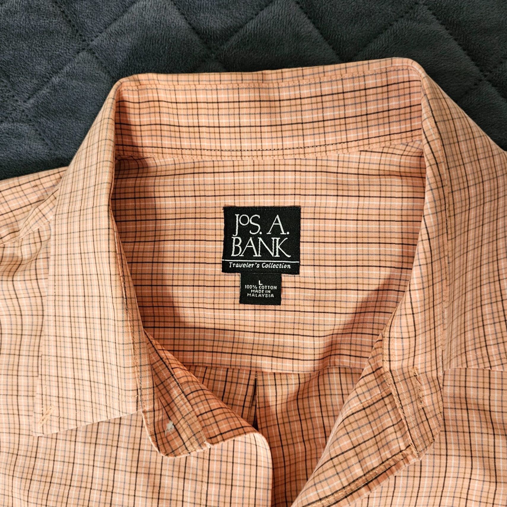 Jos. A. Bank VINTAGE Jos A Bank Men's Orange Check Casual Button-Up Shirt L Classic Fit Cotton Non-Iron Long Sleeve Size US L / EU 52-54 / 3 - 2 Thumbnail