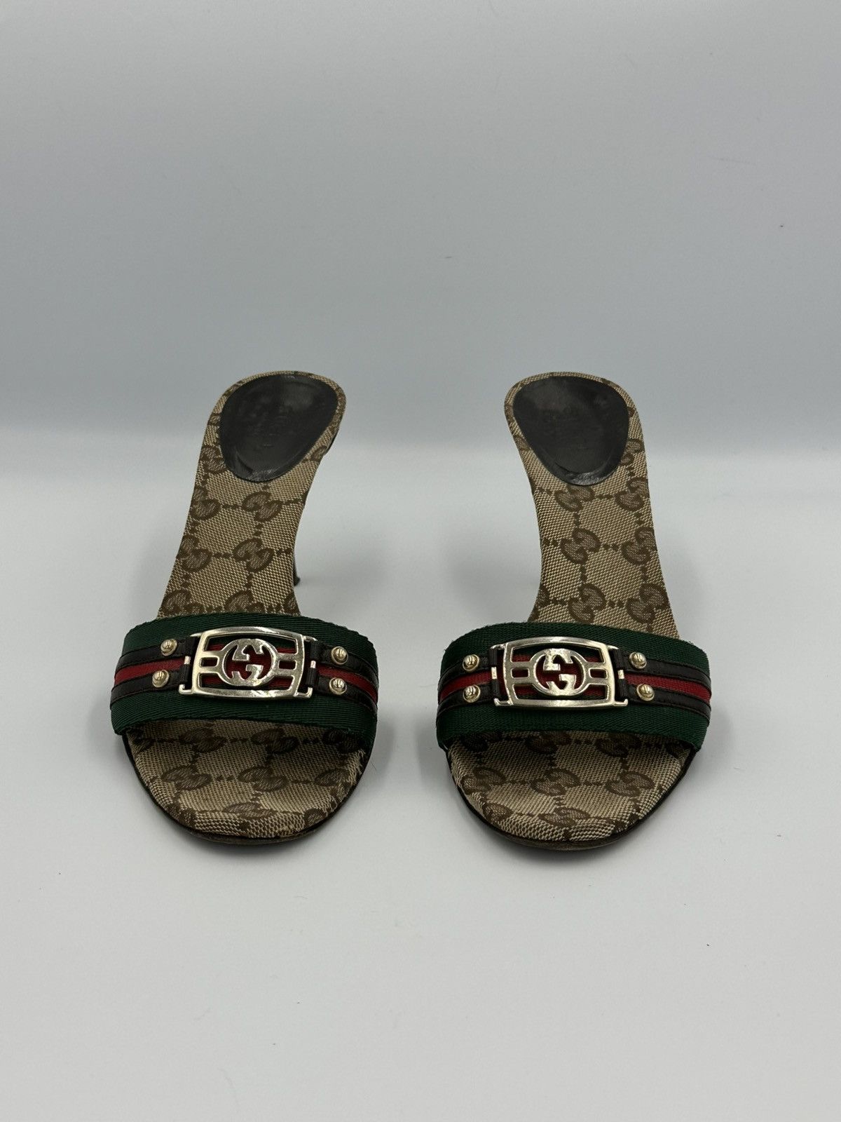 Gucci Gucci cloth heeled sandals monogram interlocking GG with box Size US 6 / IT 36 - 5 Thumbnail