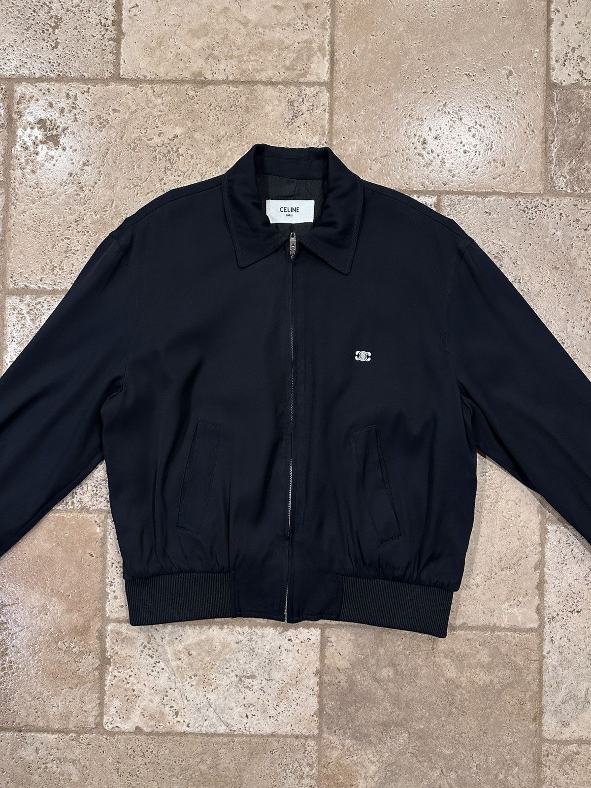 Celine Celine x Hedi Triomphe Logo Viscoe Navy Blouson Jacket Size US M / EU 48-50 / 2 - 4 Thumbnail