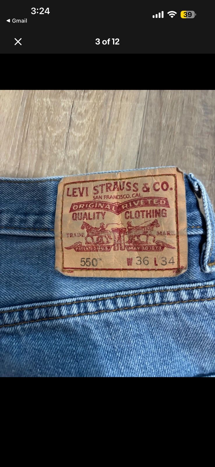 Levi's 2001 Levi’s 550 Relaxed Fit Jeans 36x34 Light Wash Y2K Denim Size US 36 / EU 52 - 3 Thumbnail