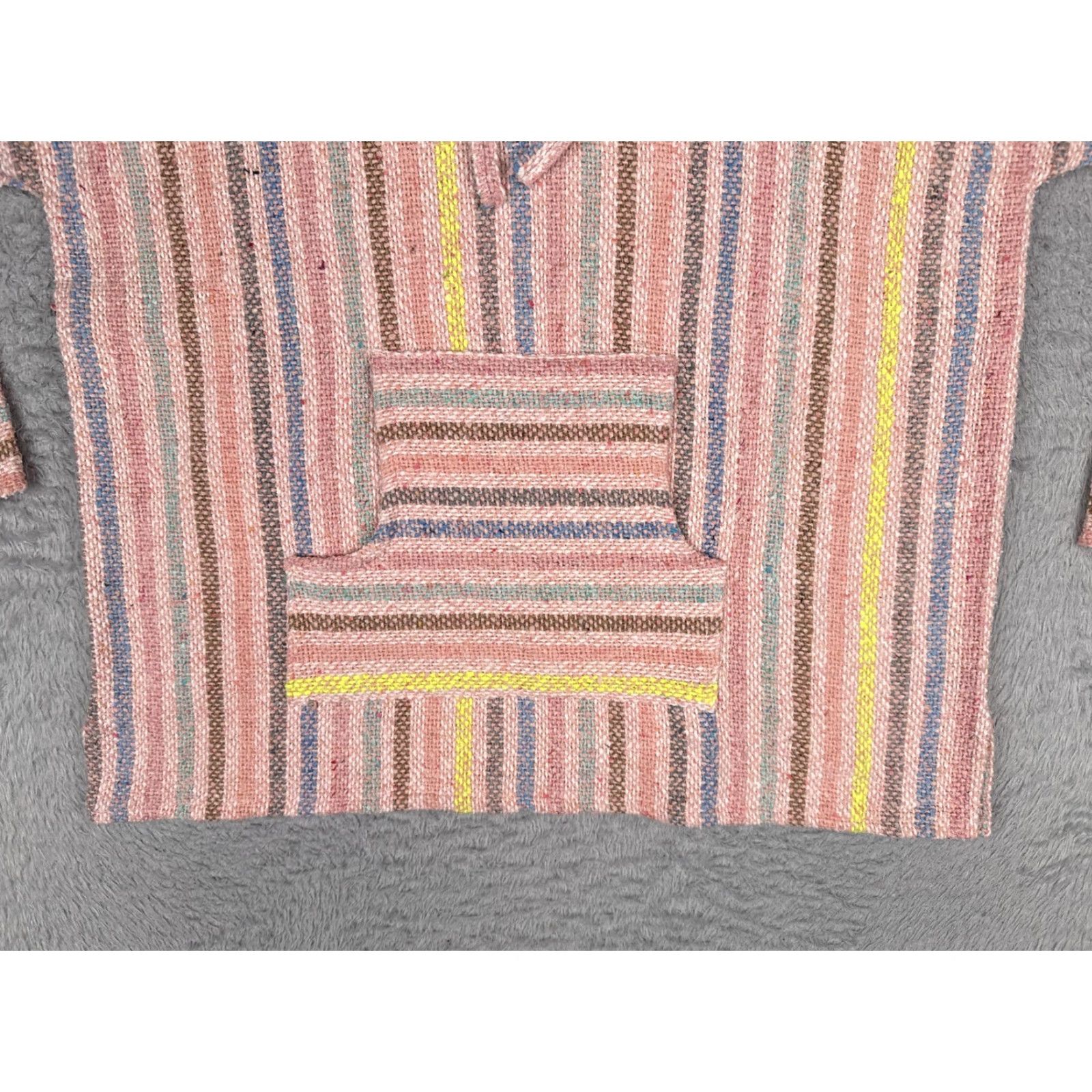 Vintage MACO Hoodie Mens M Pink Striped Baja Kangaroo Pocket Hippie Bohemian Beach Pullover Hooded V-Neck Shirt/Ho odie (Note: length constraint) Size US M / EU 48-50 / 2 - 5 Thumbnail