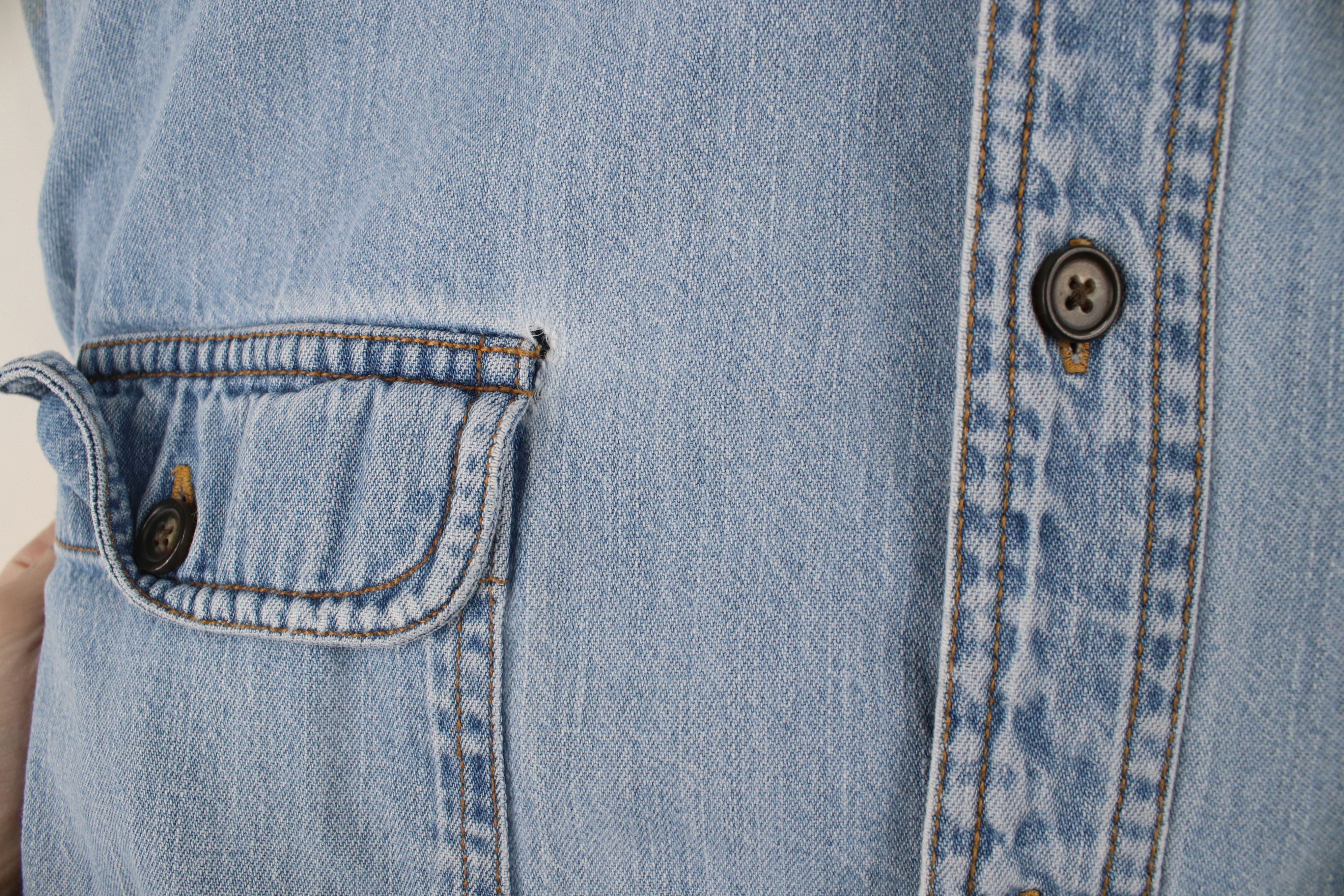 Vintage Vintage 90s Streetwear Denim Jean Collared Button Shirt Blue Size US XL / EU 56 / 4 - 5 Thumbnail