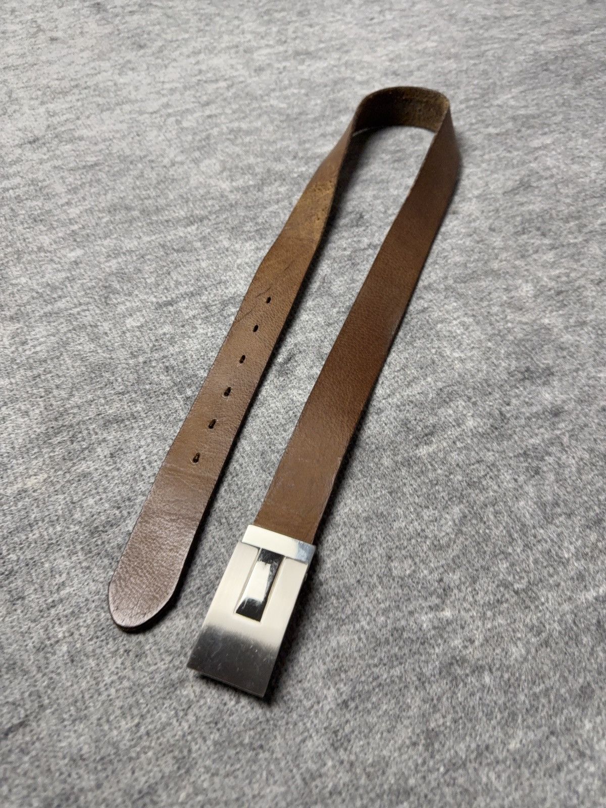 Vintage Vintage Roy Robson Brown Leather Belt Minimal Metal Buckle Size ONE SIZE - 11 Thumbnail