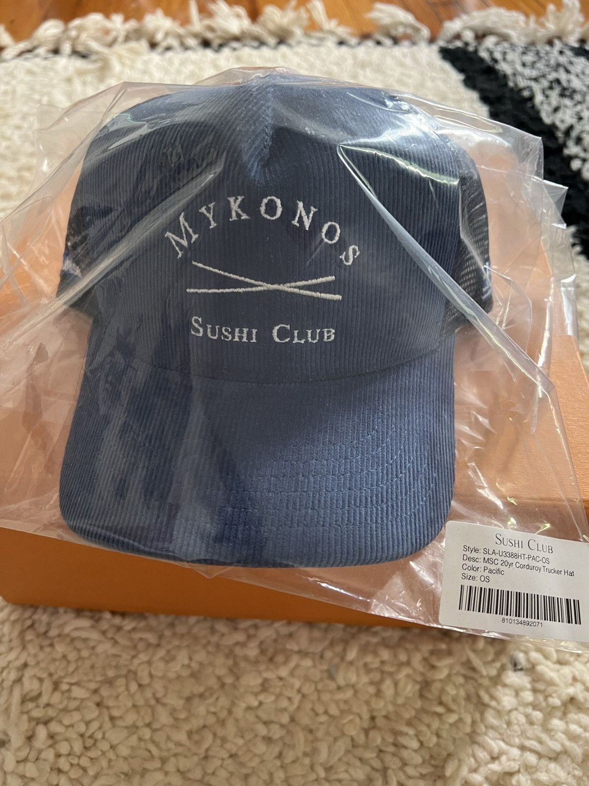 image of Nobu Matsuhisa X Stampd Mykonos 20Yr Corduroy Trucker Hat in Blue, Men's