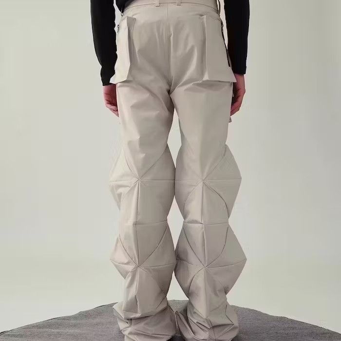 Japanese Brand Irregular Cut Diamond Pleat Cargo Pants Size US 30 / EU 46 - 8 Thumbnail
