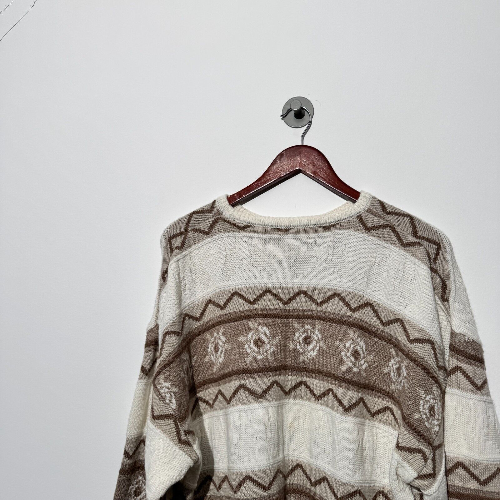 Vintage Vintage Unisex Beige Brown Wool Sweater Size L Regular Fit Size US L / EU 52-54 / 3 - 14 Thumbnail
