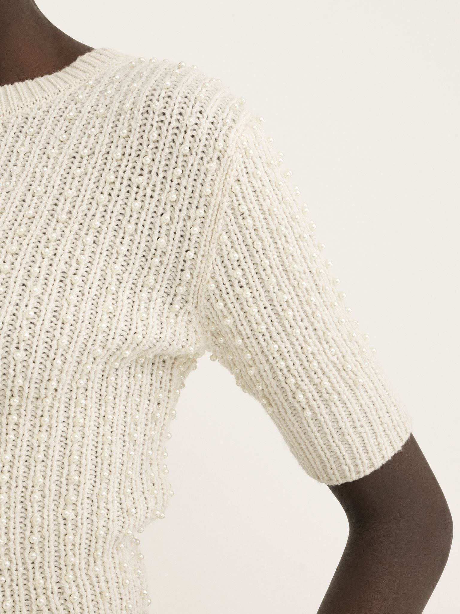 Chloe o1loc1c11025 Short Sleeve Sweater in White Size M / US 6-8 / IT 42-44 - 5 Thumbnail