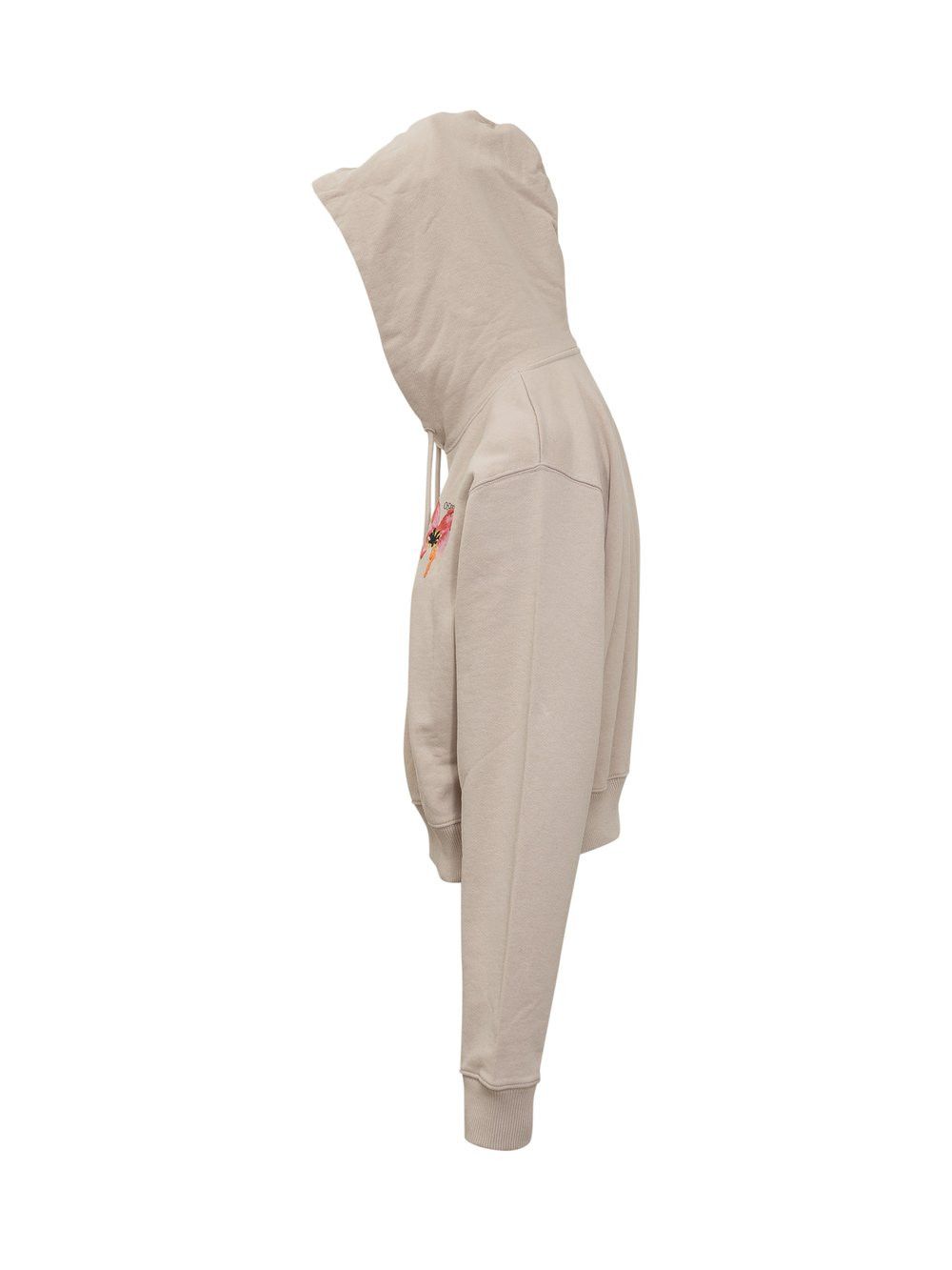 Off-White o1gr1nt1124 Floral Embroidered Logo Crop Hoodie in Beige Size XXS / US 00 / IT 34 - 3 Thumbnail