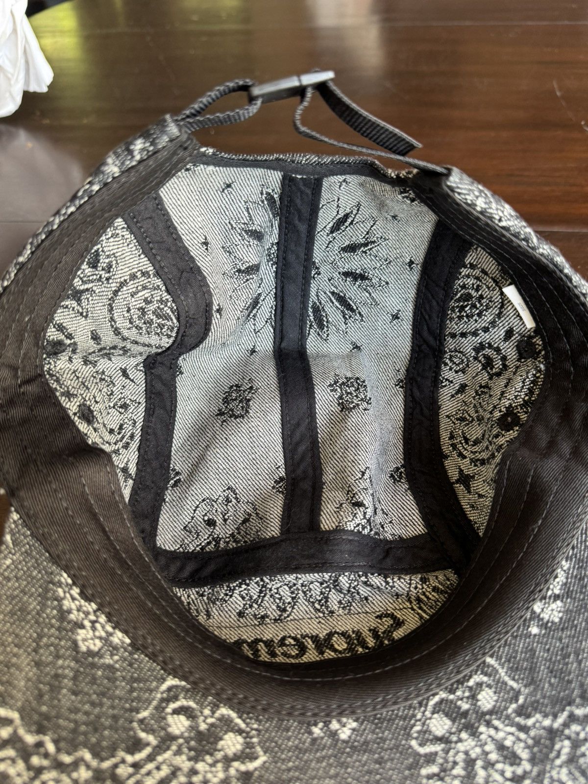 Supreme Supreme Bandana Jacquard Denim Camp Cap Black Size ONE SIZE - 5 Thumbnail
