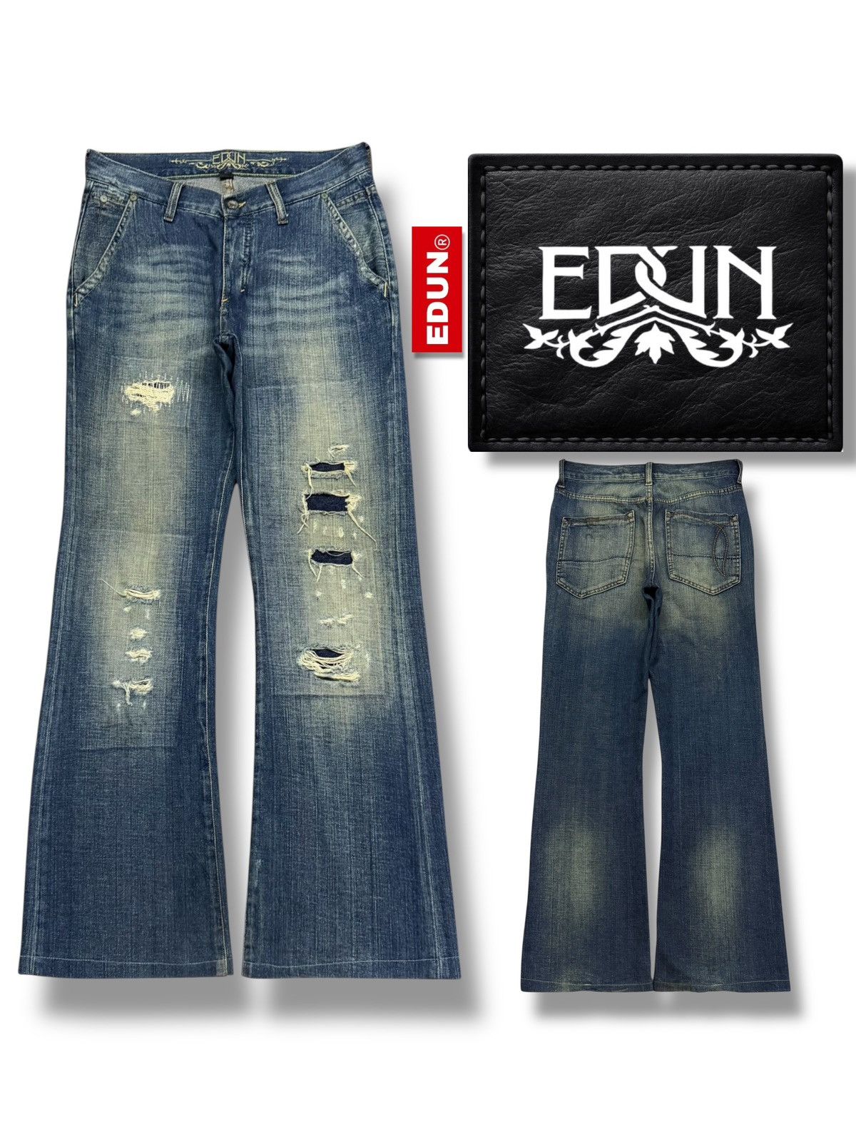EDUN Vintage Edun Japanese Brand Y2K Distressed Denim Jeans | W30 Size US 30 / EU 46 - 1 Thumbnail