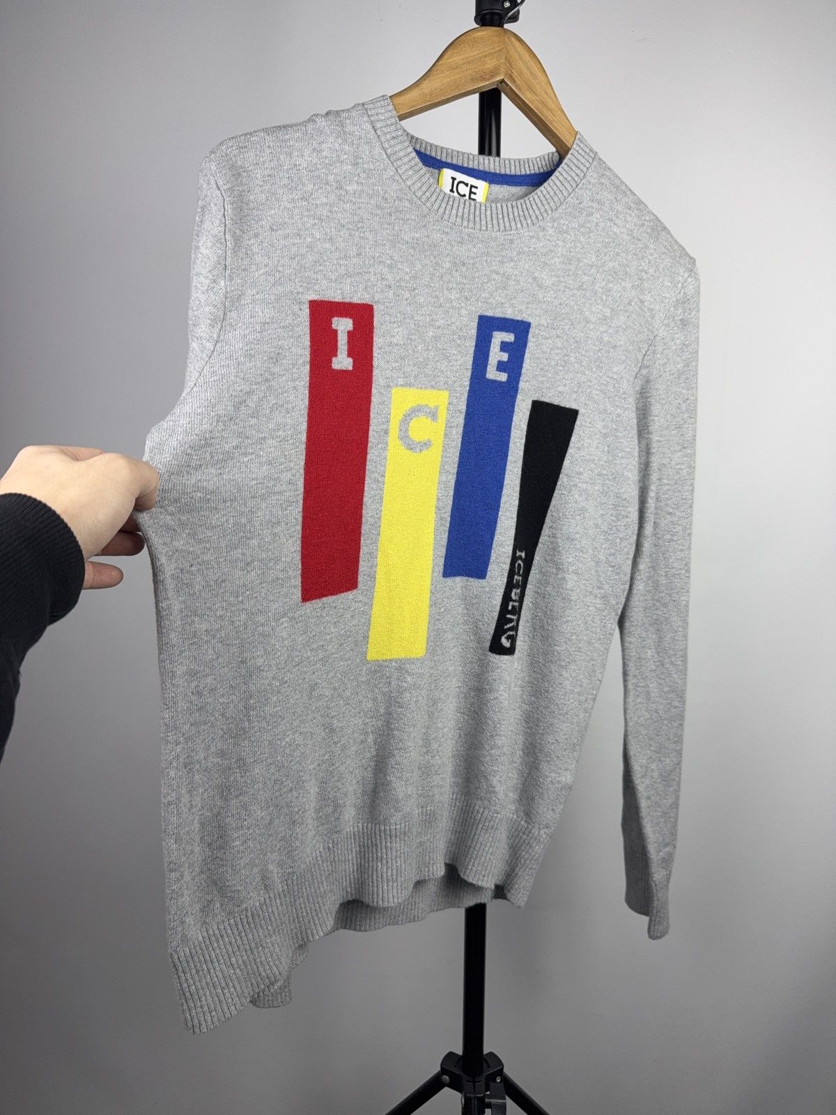 Iceberg Luxury ICE Iceberg Grey Multi-Color Logo Knit Sweater Size US S / EU 44-46 / 1 - 5 Thumbnail