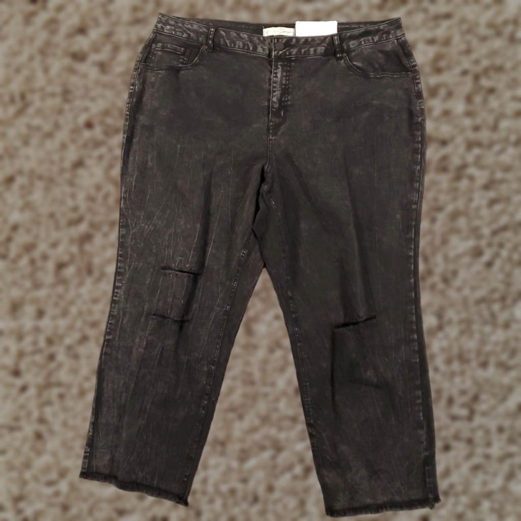 Vintage Cato Jeans Womens 22W Ankle Straight Distressed Wash Black NWT(Size 22W) Regular 5-Pocket Denim Cap Ultr a? Size 40" / US 18 - 1 Thumbnail