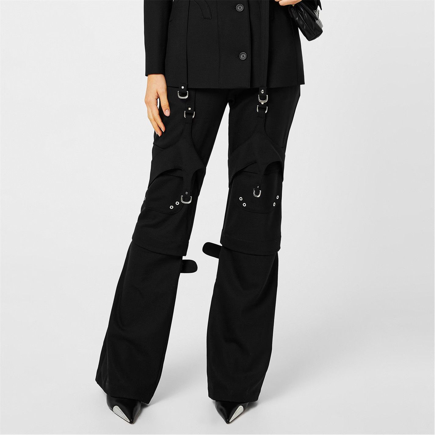 Off-White o1g2r1mq1224 Belted Cargo Trousers in Black Size 25" / US 0 / IT 36 - 3 Thumbnail