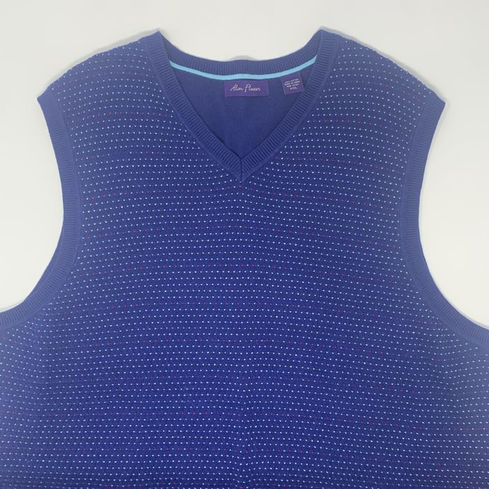 Alan Flusser Alan Flusser Mens Knit V-Neck Blue Textured Vest Size XXL ...