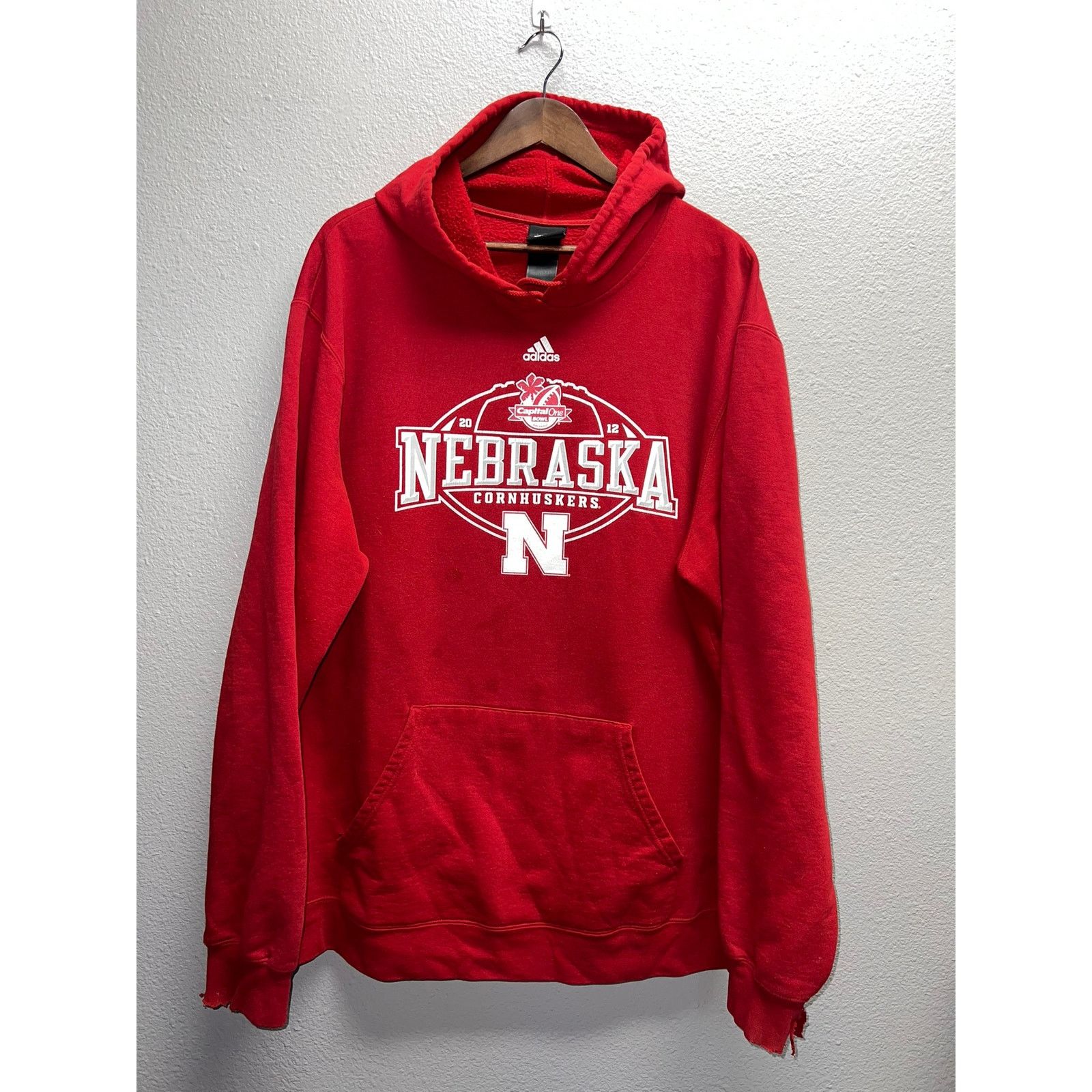 Vintage Adidas Nebraska Cornhuskers Hoodie 2012 College University 2 Size US XXL / EU 58 / 5 - 1 Thumbnail