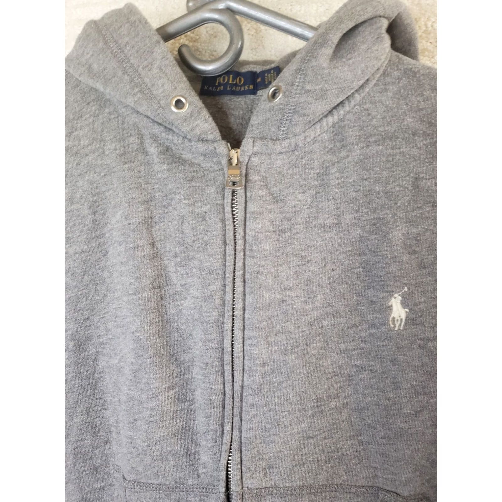 Polo Ralph Lauren Polo Ralph Lauren Hoodie Women's M Grey Jersey Zip Up Pockets Loose Fit Full Zip No Drawstring Size M / US 6-8 / IT 42-44 - 4 Thumbnail