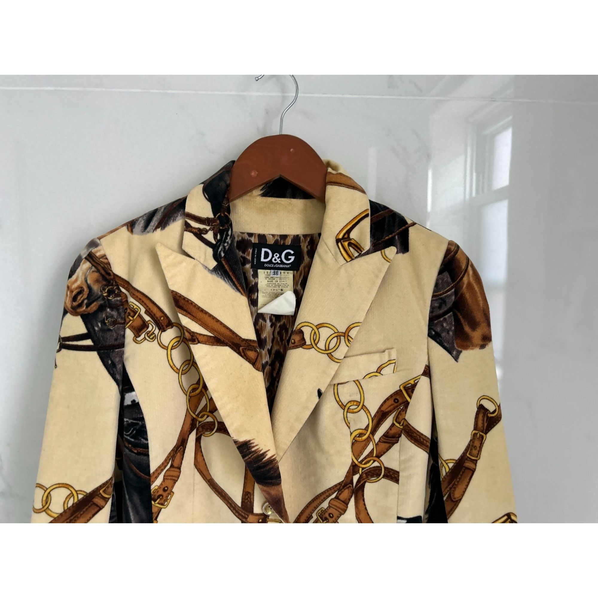 Dolce & Gabbana 1990’s Vtg Dolce & Gabbana Equestrian Blazer Horse Velvet / Size XS / US 0-2 / IT 36-38 - 2 Thumbnail