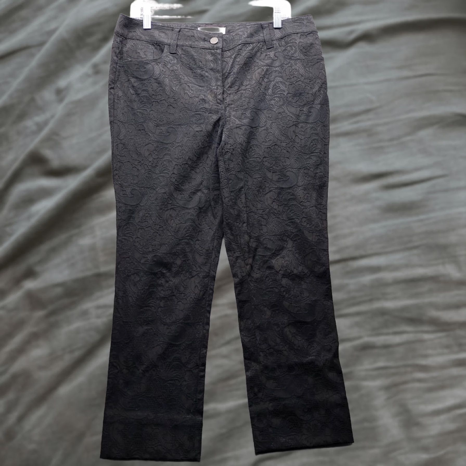 Vintage Chico's Womens Pants Size M Black Eyelet Lace Paisley Regular Fit Straight Leg Clothes Shirt/ Pant Size 32" / US 10 / IT 46 - 1 Thumbnail