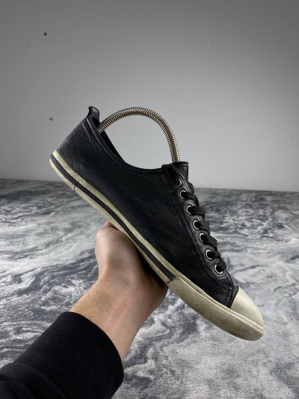 Prada Prada Red Tab Leather Low Trainers Men Size 7 Black Size US 7 / EU 40 - 11 Thumbnail