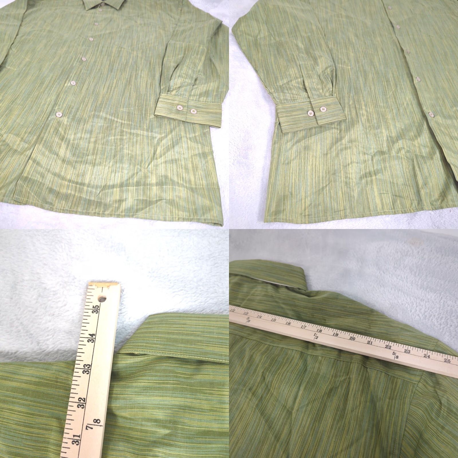 Vintage Domani Shirt Men 3XL Green Striped Button Up Formal Wedding Casual NEW Shirt Size 48R - 8 Thumbnail