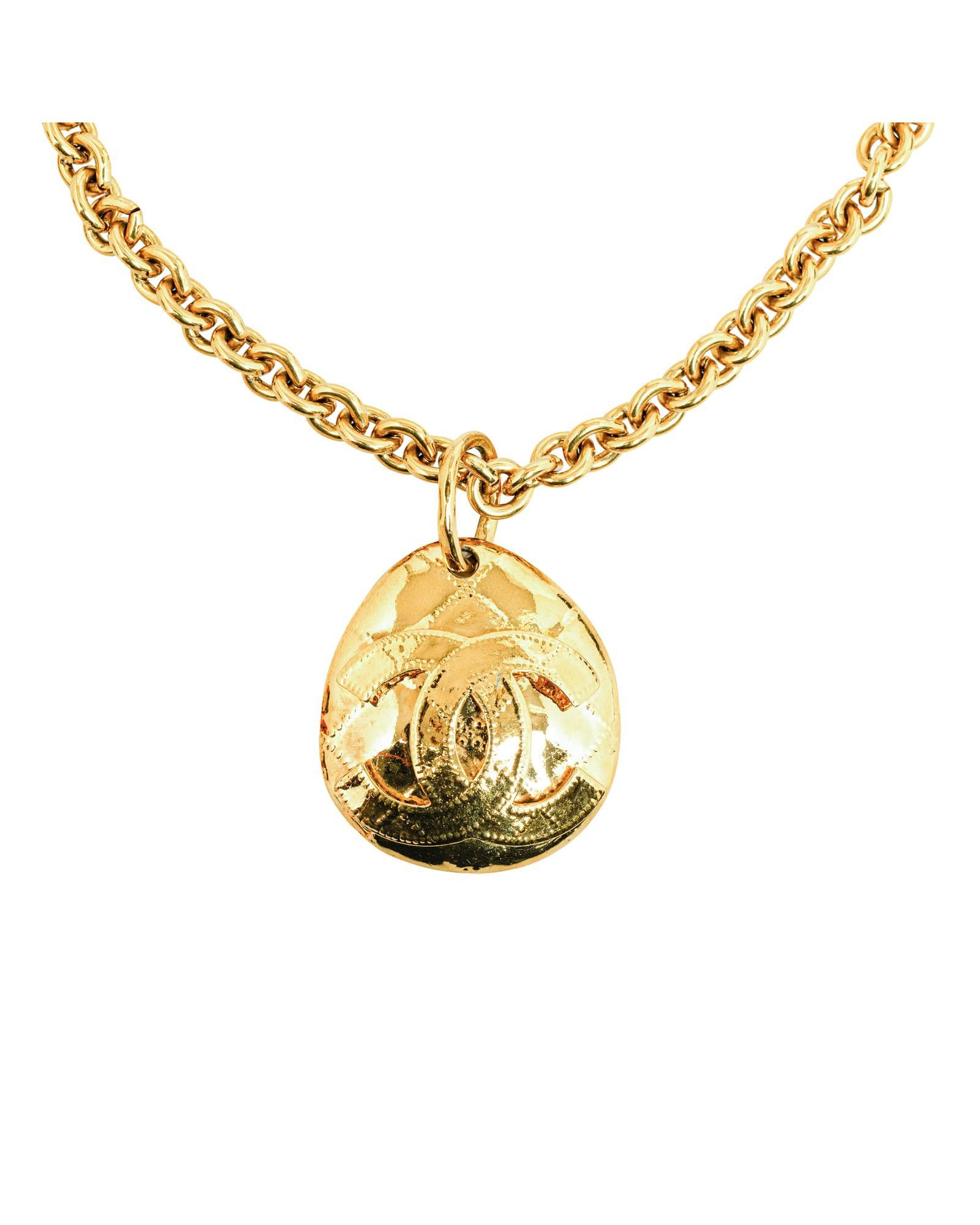 image of Chanel Gold Cc Pendant Necklace, Women's