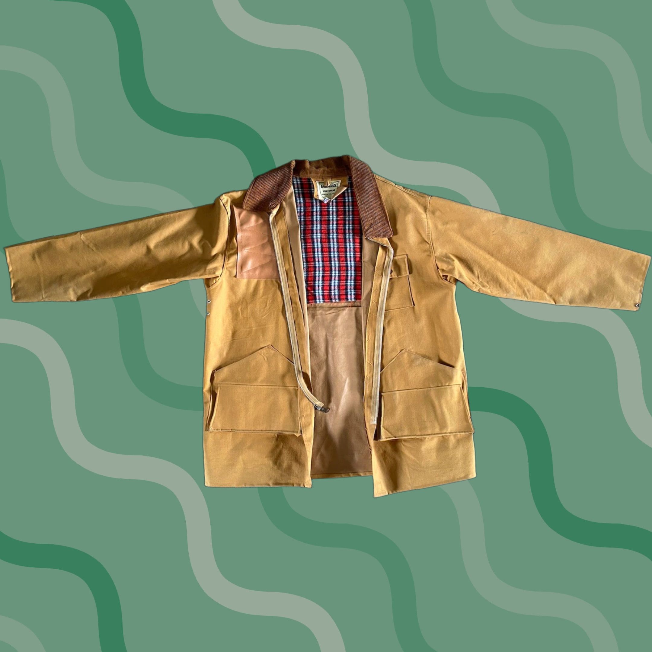 Vintage VTG Weatherite Sportswear Hunting Rain Jacket Made In Japan Mens M Brown Zip Jacket 80s 90s Classic Hipster Jacket Casual Travel Workwear Pockets Size US M / EU 48-50 / 2 - 1 Thumbnail