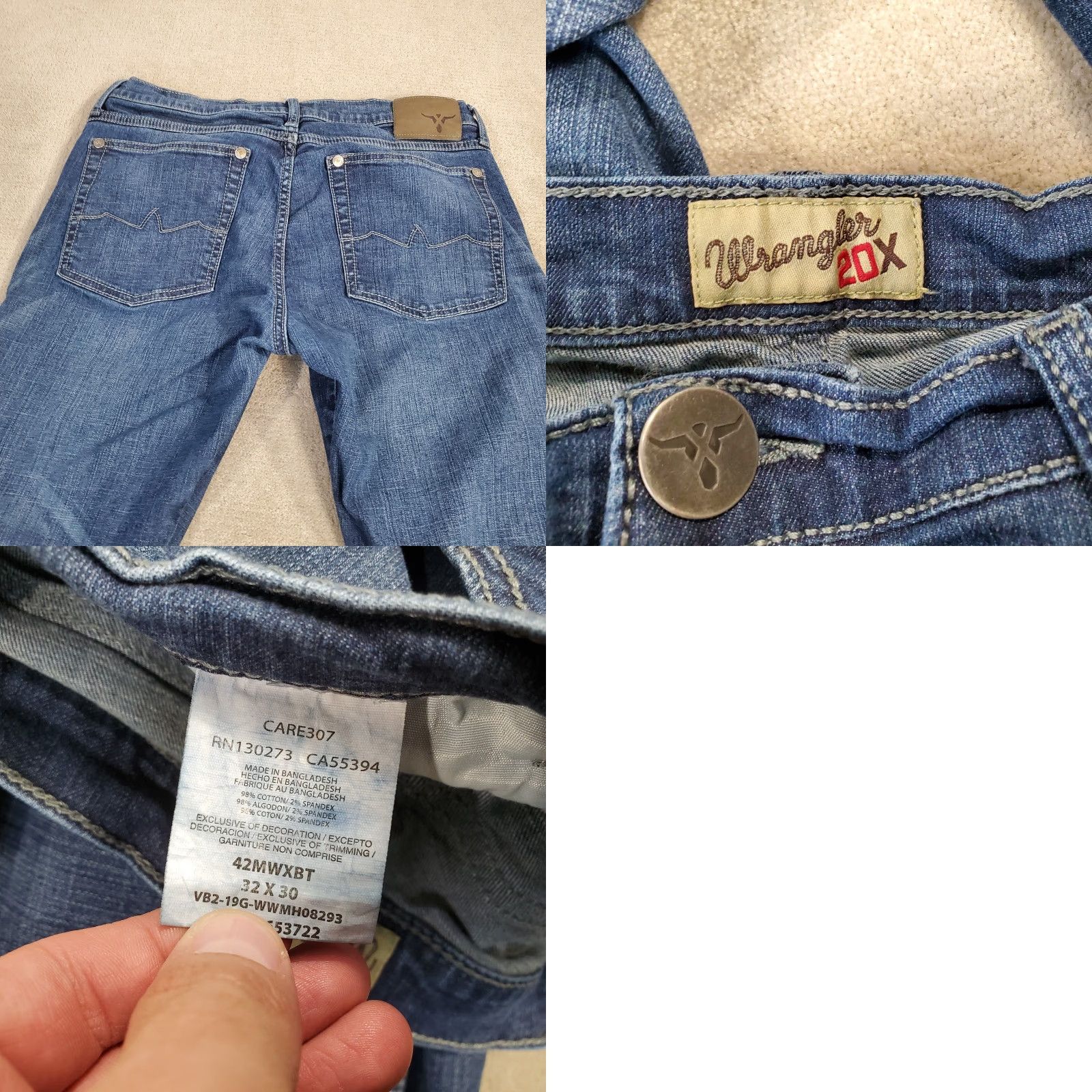 Wrangler Wrangler Jeans Mens 32x30 Blue Vintage Boot Cut Dark Wash 42MWXBT Regular Inseam 30 Denim Cotton Logo Pockets Cowboy Southwestern Casual Size US 32 / EU 48 - 8 Thumbnail