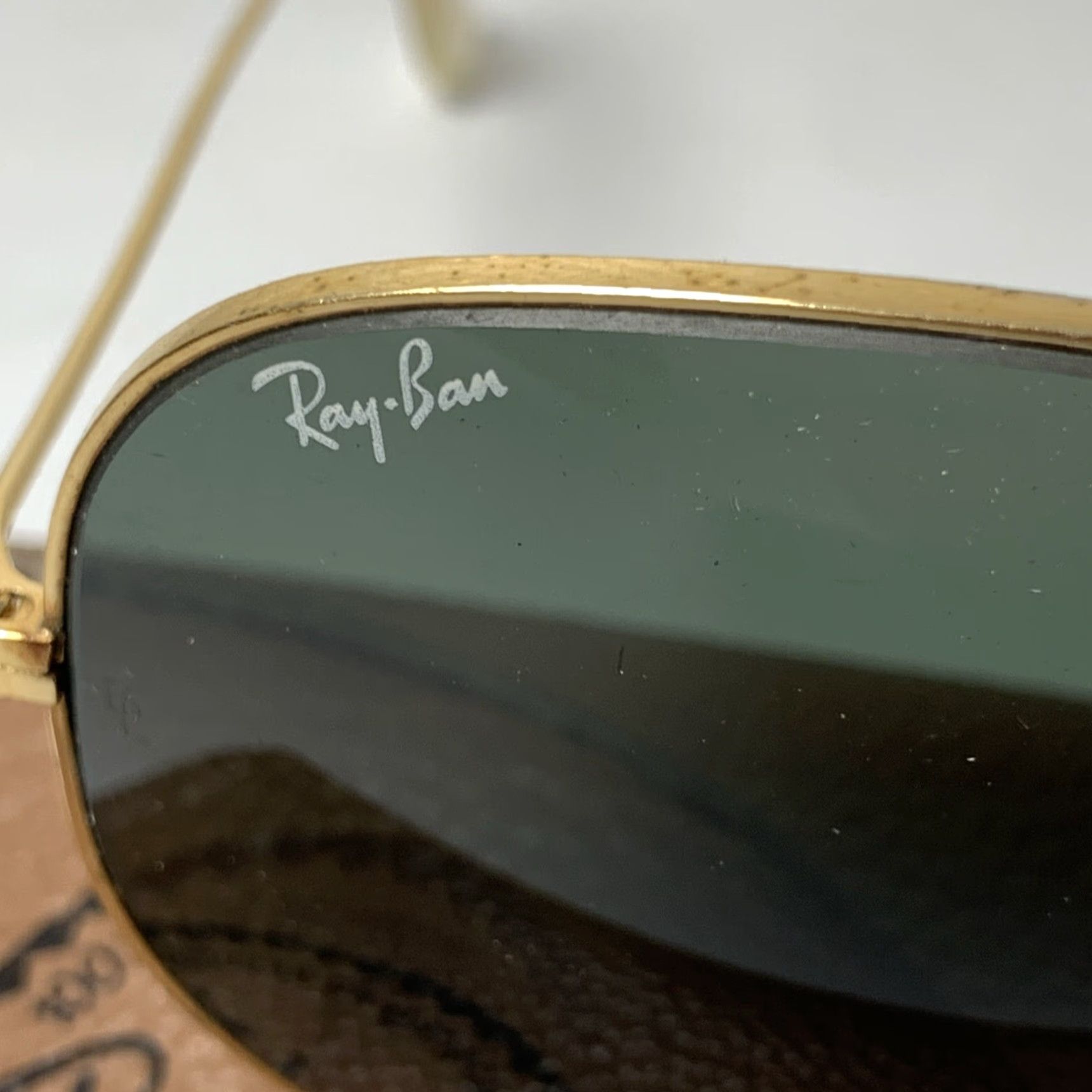 Vintage VINTAGE Ray-Ban Sunglasses Aviator Men 58 14 Gold Frame Green Lenses Case Size ONE SIZE - 3 Thumbnail